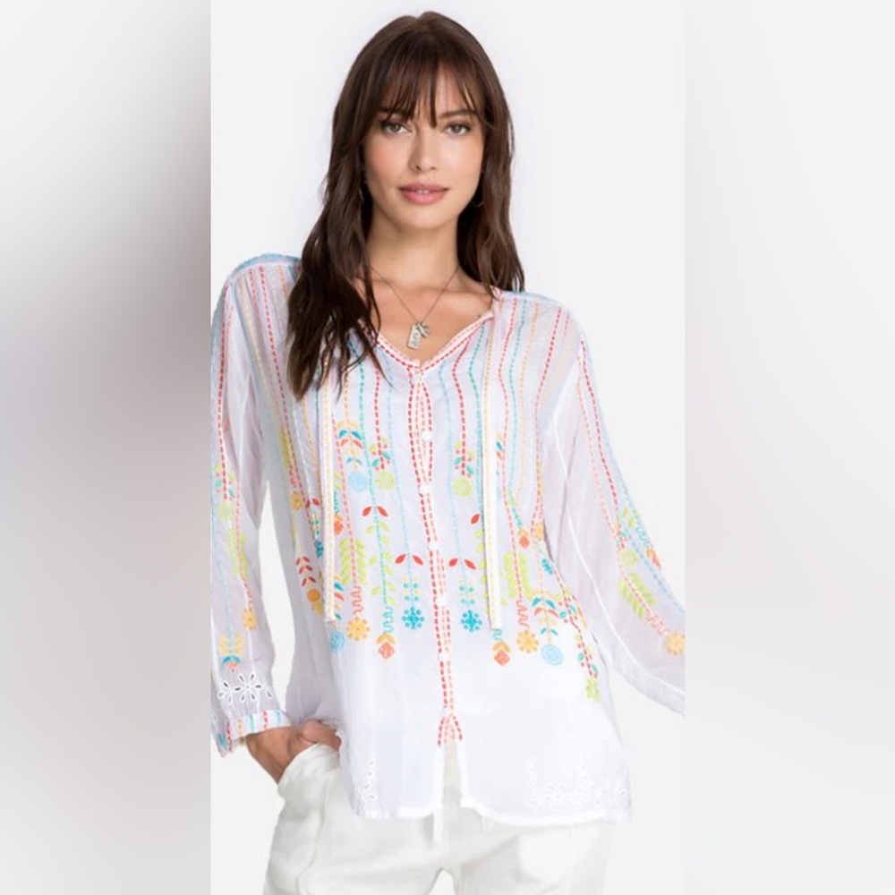 Johnny Was Stitch Tunic - White brand new